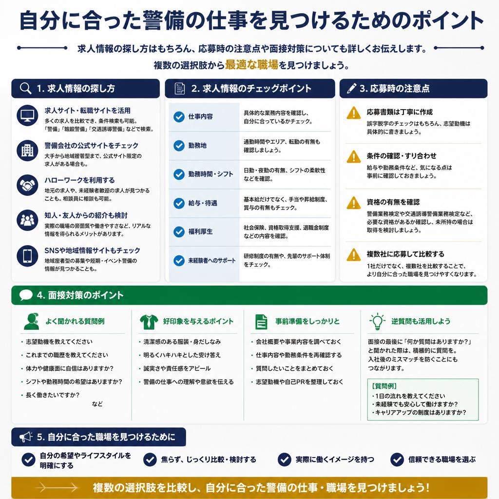 警備のお仕事を探すためのポイント